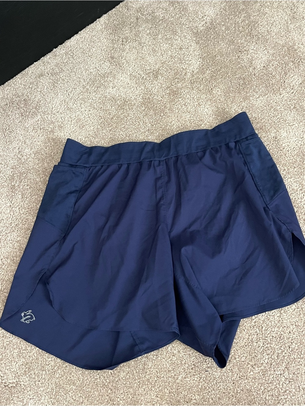 Rabbit Running Shorts Women Medium Navy Blue Lined Pockets Zipper Back